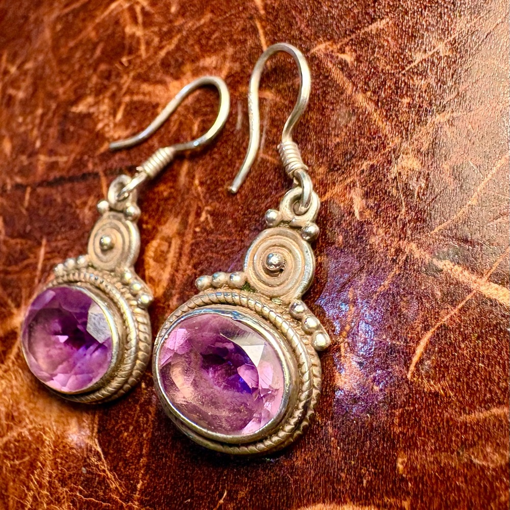 Elegant Silver and Amethyst Earrings